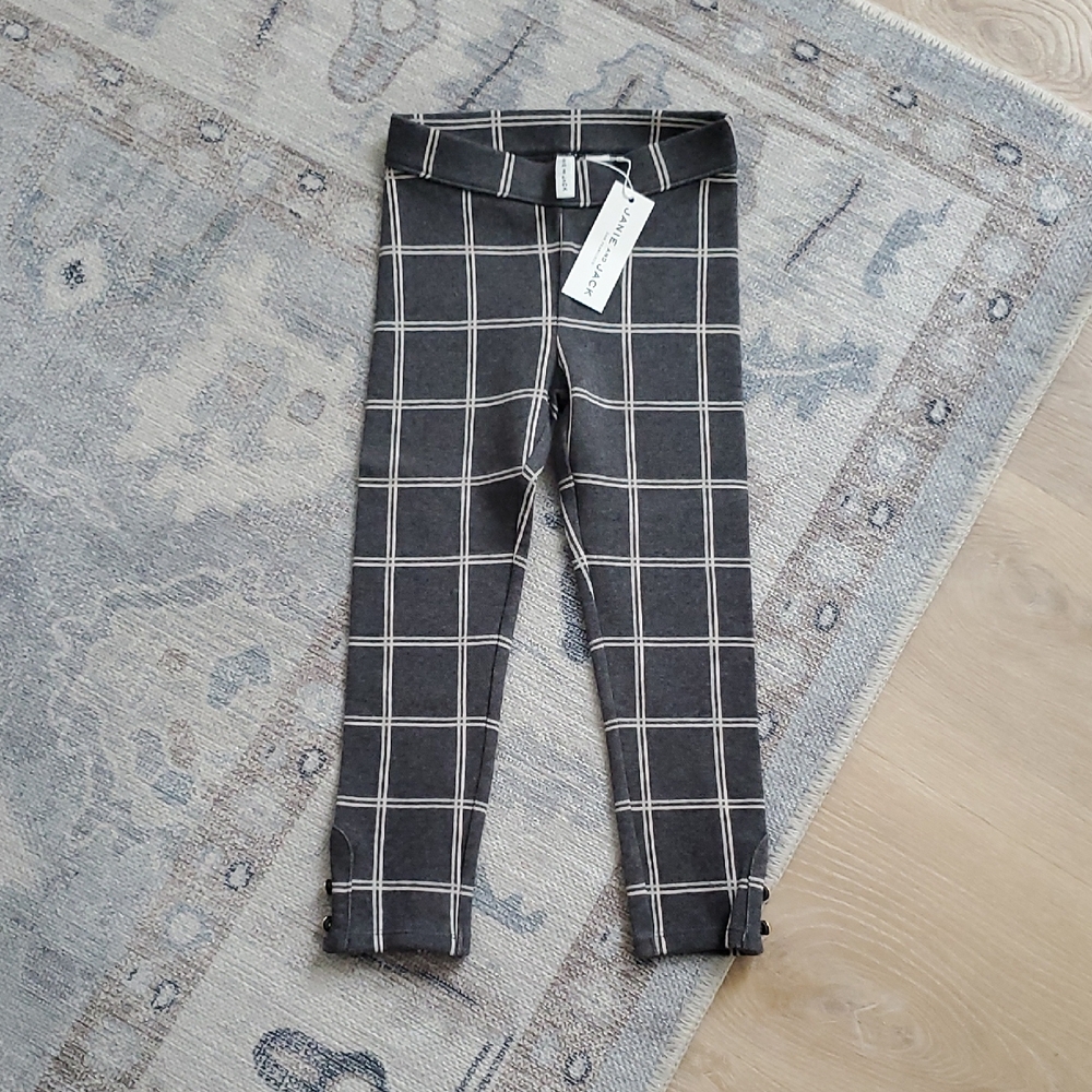 NWT Janie and Jack Toddler Girls Gray Plaid Pants Sz4